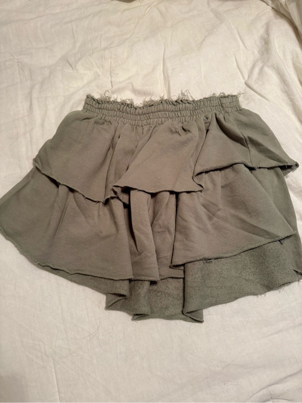 Aerie Rock N Ruffle Mini Skirt in Olive Green